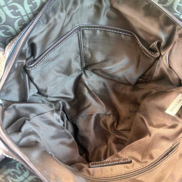 Womens Fossil Brown Signature Fabric Leather Shoulder Handbag Satchel Bag Purse - Picture 9 of 15